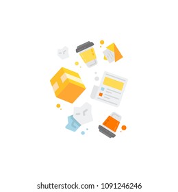 Littering waste. Garbage sorting: paper.  Vector management concept segregation separation garbage