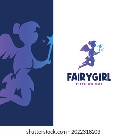 Little Abstract Fairy Girl Flying Logo Template