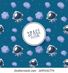 Un adorable patrón azul astronauta. Fondo texturizado vectorial.