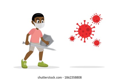 little African kid boy fight against corona virus	