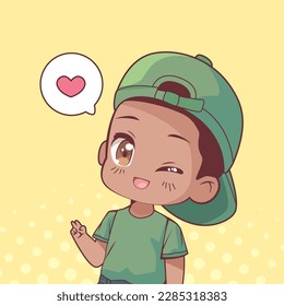 little afro boy anime character