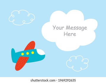 little airplane aircraft greeting card vector