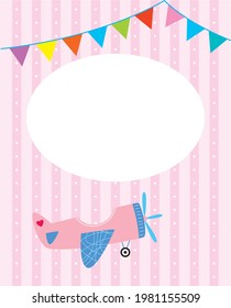 little airplane birthday greeting card graphic vector illustration
