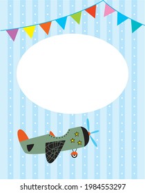 little airplane birthday greeting card graphic vector illustration