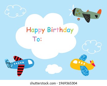 little airplane happy birthday greeting card