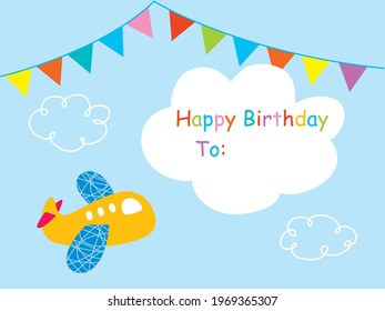 little airplane happy birthday greeting card