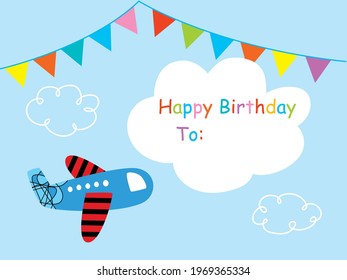 little airplane happy birthday greeting card