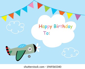 little airplane happy birthday greeting card