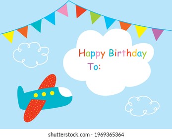 little airplane happy birthday greeting card