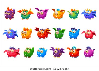 Little Alien Monsters With And Without Wings Set