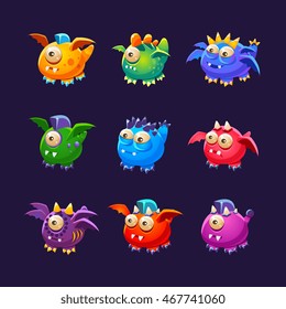 Little Alien Monsters With And Without Wings Set