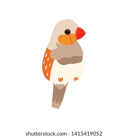 Little Amadin Bird, Cute Birdie Home Pet Vector Illustration