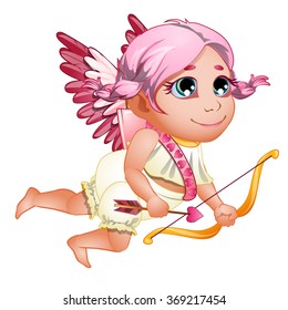 Little angel archer and the arrow. Vector.
