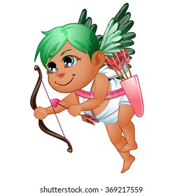 Little angel archer and the arrow. Vector.