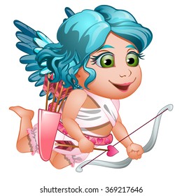 Little angel archer and the arrow. Vector.