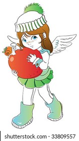Little angel with big apple contour