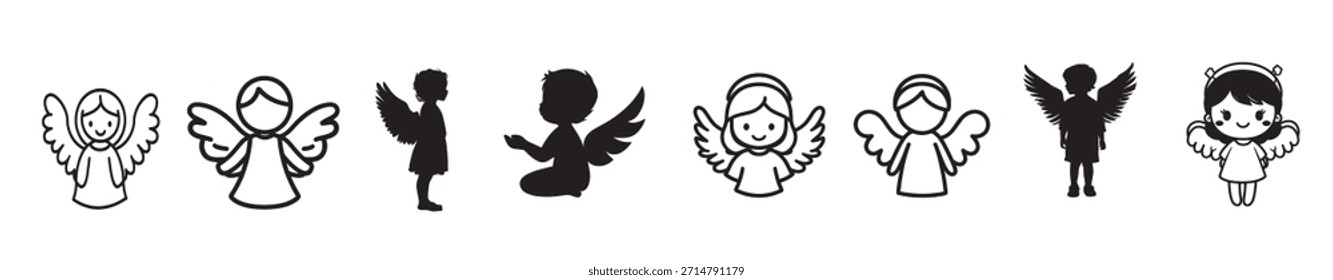 Little angel clean simple vector silhouette black