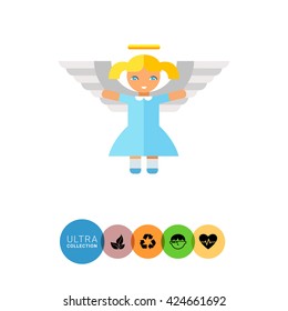 Little angel girl flat icon