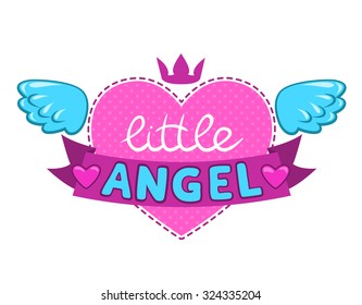 Little angel illustration, cute vector girlish design element