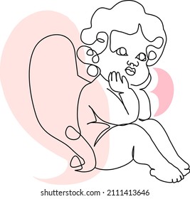 Little angel line art vector