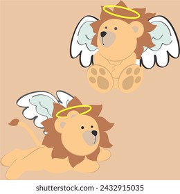 little angel lion cherub cartoon pack collection in vector format