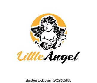 Little angel logo. Angel or cupid baby logo design inspiration