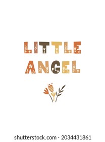 Little Angel - Nursery poster design. Vector illustration. 