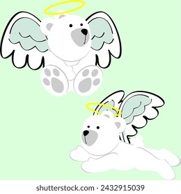 little angel polar bear cherub cartoon pack collection in vector format