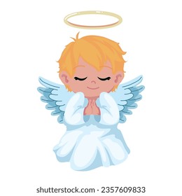 pequeño ángel rezar icono aislado