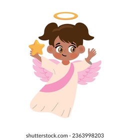 little angel with star icon isolated