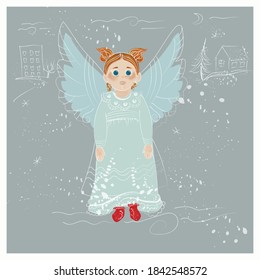 Little Angel. Vector illustration, cartoon style.