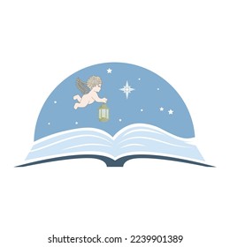 pequeño libro de invierno de ángel, vector