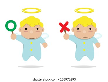little angels with label Right or wrong