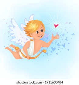 Little angle.Cupid with arrow.Valentine.
Flying angel.