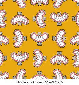 Little angry dog pattern seamless. small Pet Teeth grin background. vector texture
