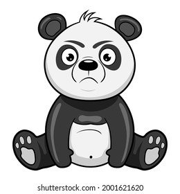 Little angry panda. Vector illustration in cartoon style. Sticker.