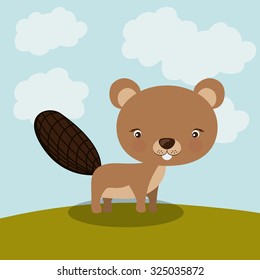 Little animal concept about cute beaver design, vector illustration eps 10