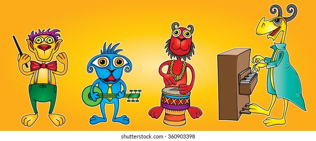 little animal friends band playing instruments