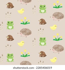 Little animals and dandelions pattern