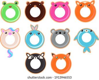 Little animals donuts set. Sweets 