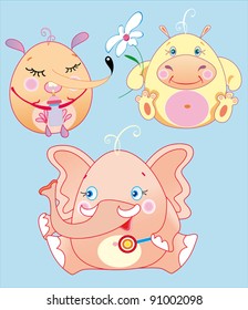 The little animals is fun babies, possibly to replace every object in their hands if will change their size and corner of position