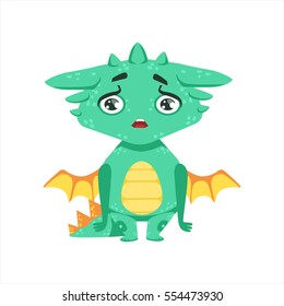 Little Anime Style Baby Dragon Upset And Disappointed Cartoon Character Emoji Illustration