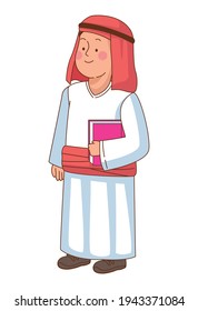 little arabic schoolboy comic character