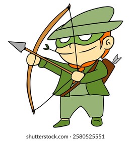 little archer illustration hand drawn isolated vector