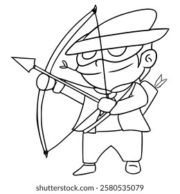 little archer illustration hand drawn outline vector