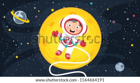 Little Atsronaut Making Research At Space