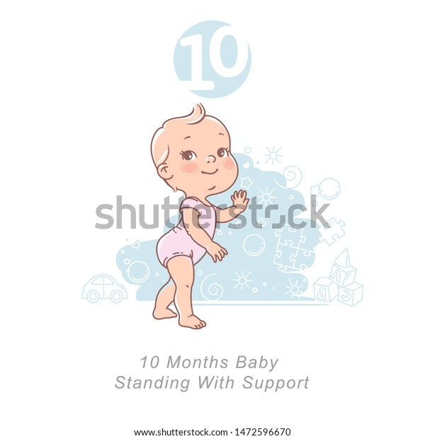 Petit Bebe De 10 Mois Jalons Image Vectorielle De Stock Libre De Droits