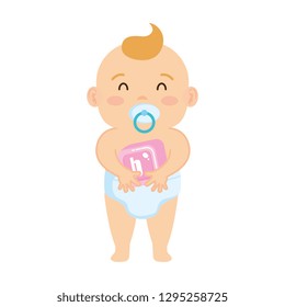 little baby with alphabet block toy