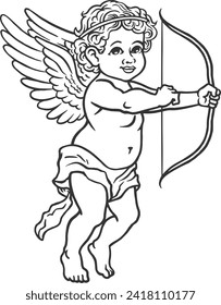 Little baby Angel Cupid with Wings Classic Drawing