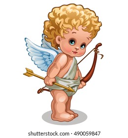 A little baby angel of love isolated on white background. Vector illustration.